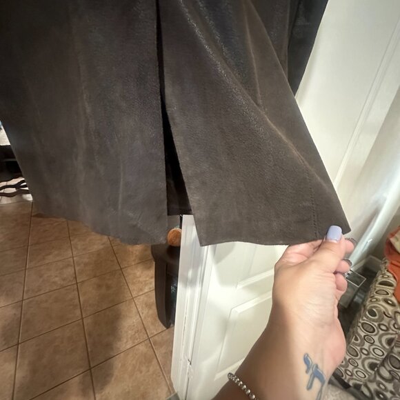 Men’s Wearhouse Genuine Leather Blazer Jacket Brown Size 46 – Classic 3-Button S - Picture 8 of 10